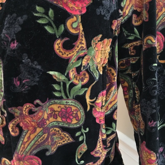 Vintage jacket paisley velvet Caribbean Joe size S - Picture 2 of 5